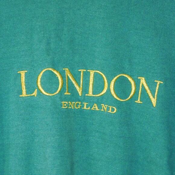 VTG London England Sweatshirt Size XL Green Gold Embroidery Hering Super Sweat - Picture 4 of 4